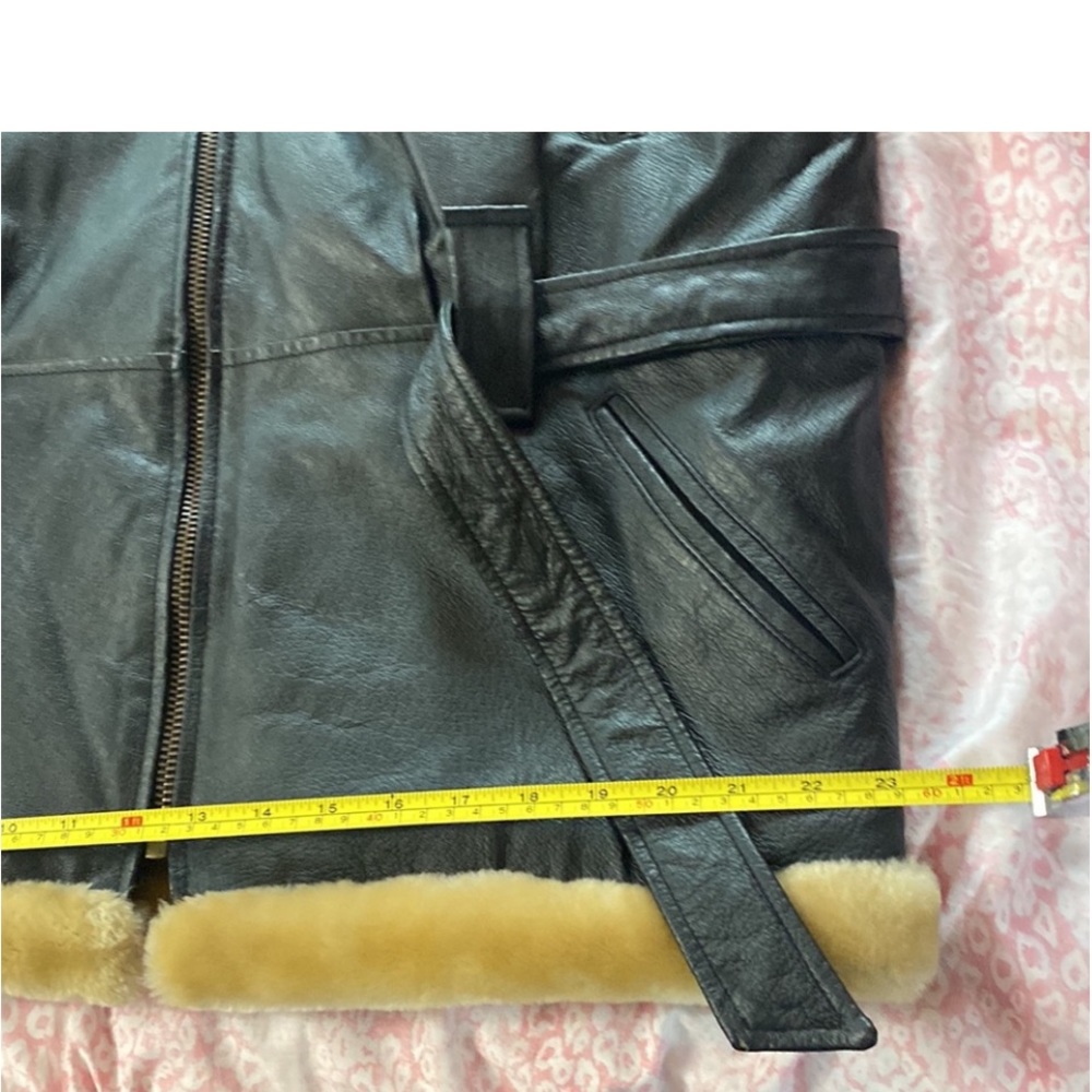 Vintage Wilda black leather & fur coat - Picture 7 of 12